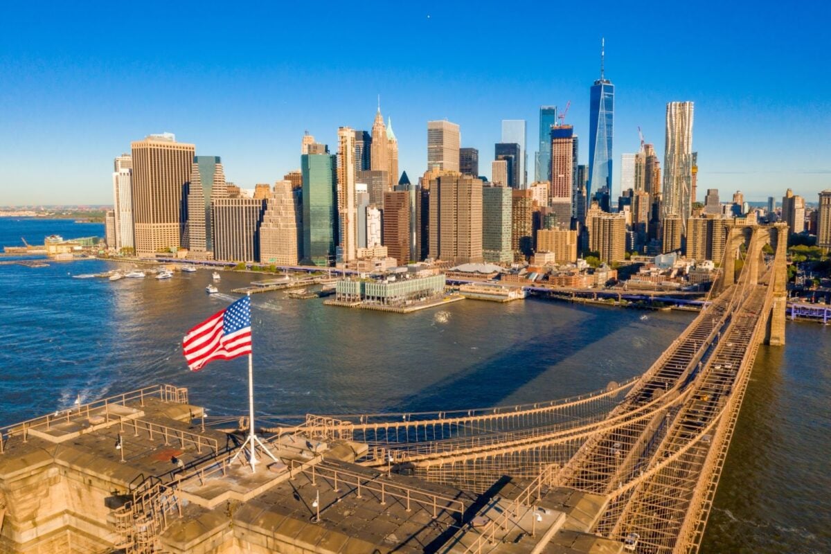 Beautiful Brooklyn Bridge in New York City, USA.