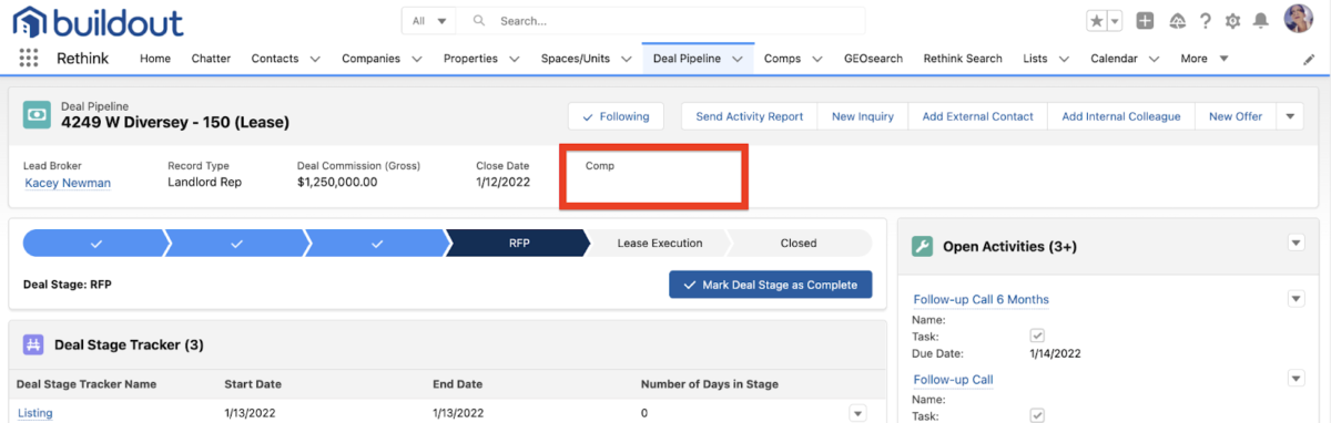 Screenshot of Buildout CRM Deal Pipeline section