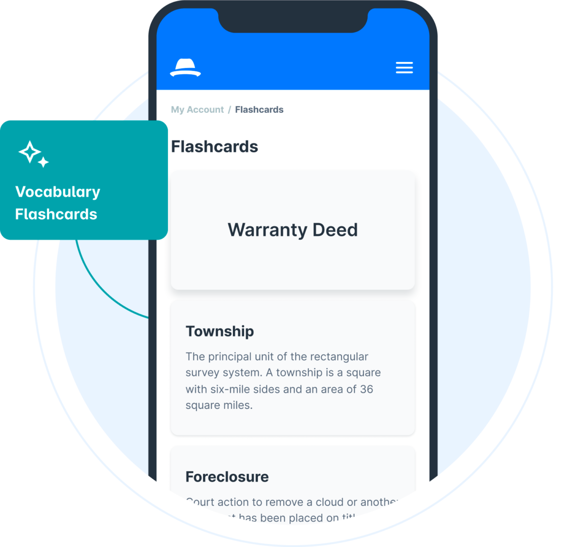 PrepAgent's real estate vocabulary flashcards on mobile