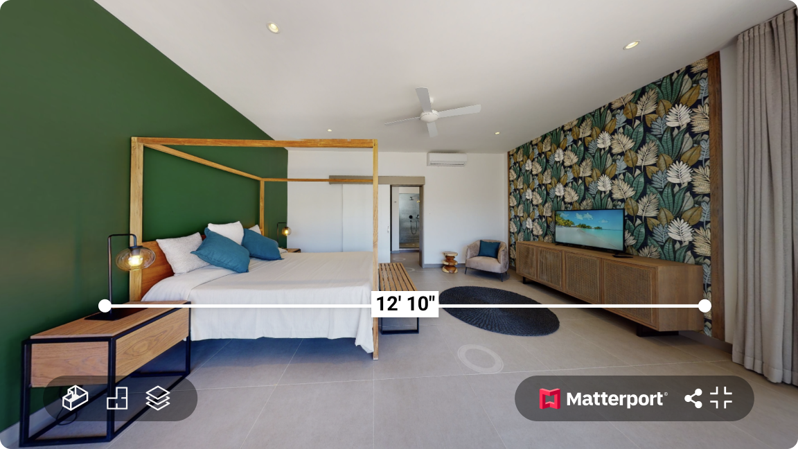 Matterport virtual tour photo with measurements