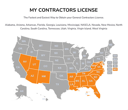 map of the united states with states highlighted in orange color to represent where courses are available.