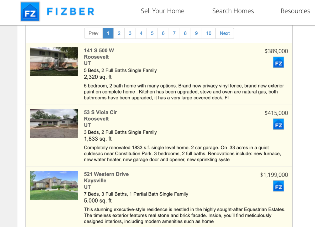 Fizber property listings in Utah