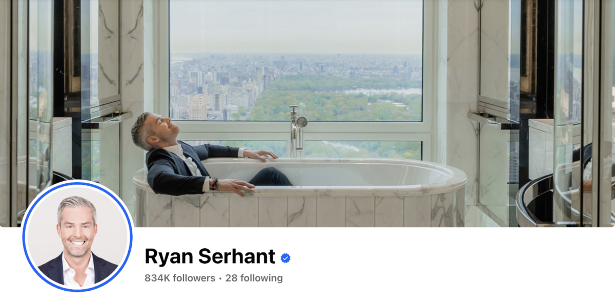 Screenshot of Ryan Serhant Facebook cover page