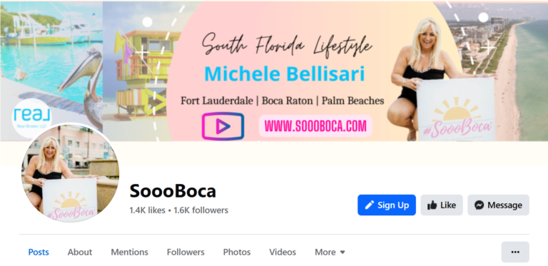 Screenshot of Sooo Boca Facebook page