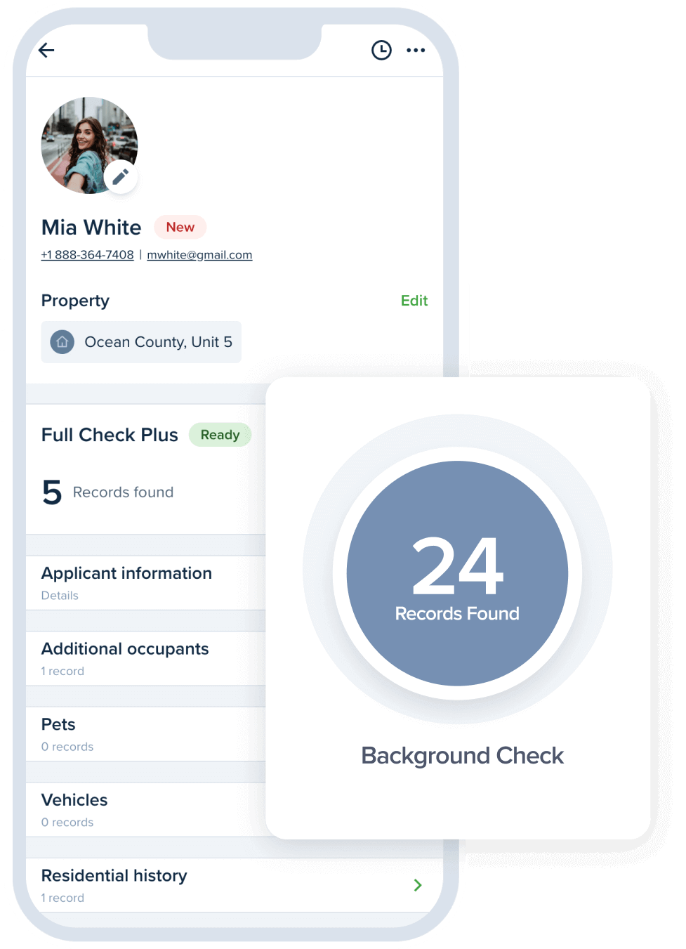 TenantCloud's tenant screening interface on mobile