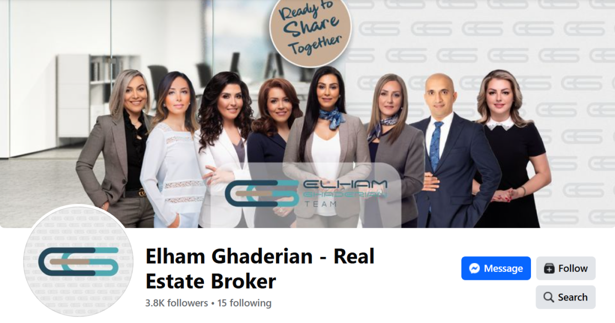 Screenshot of Elham Ghaderian Facebook page