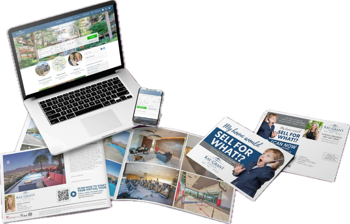 An image of must-have physical and digital real estate marketing materials