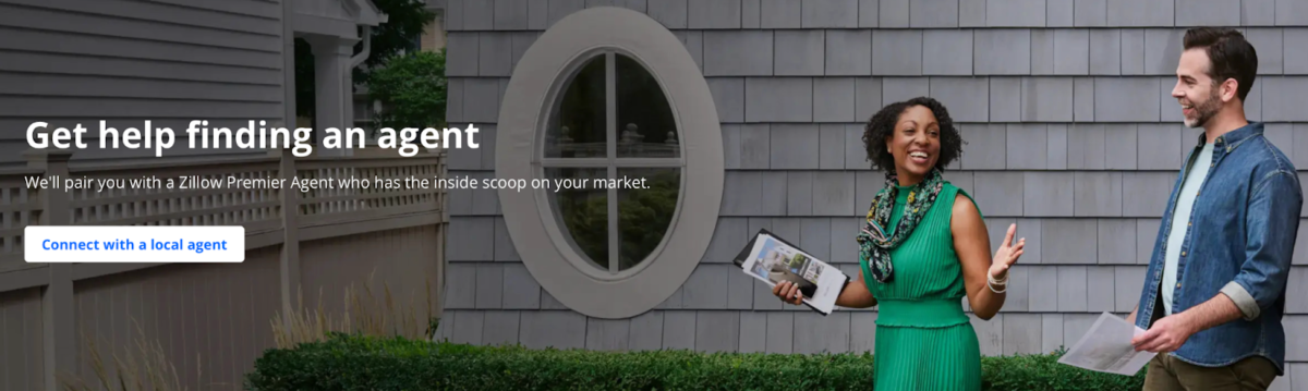 Zillow page where investors can connect with a local real estate agent