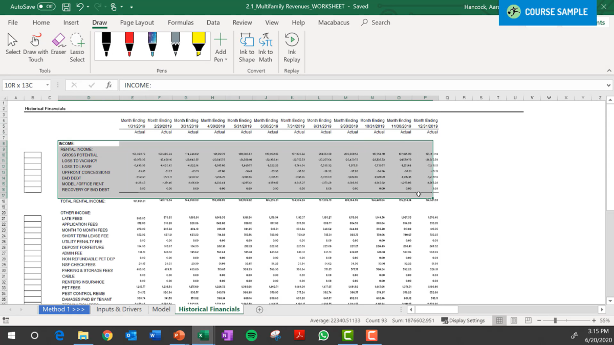 Multifamily revenue build: historical financials preview