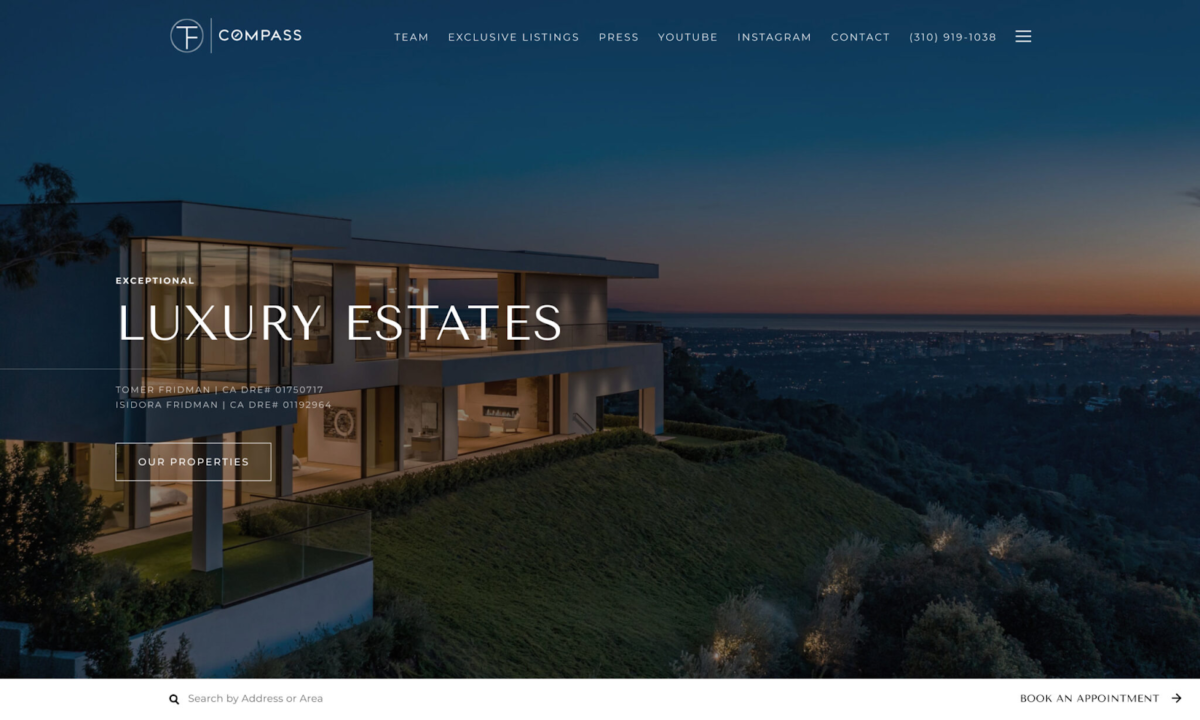 Example of Luxury Presence real estate website design