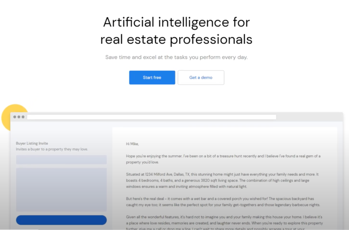 A screenshot of an example AI-generate email on the Saleswise platform.