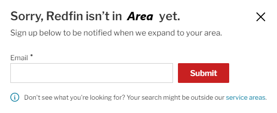 Example of listings out of Redfin’s service area