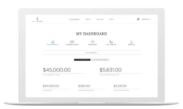 A sample RealtyMogul dashboard