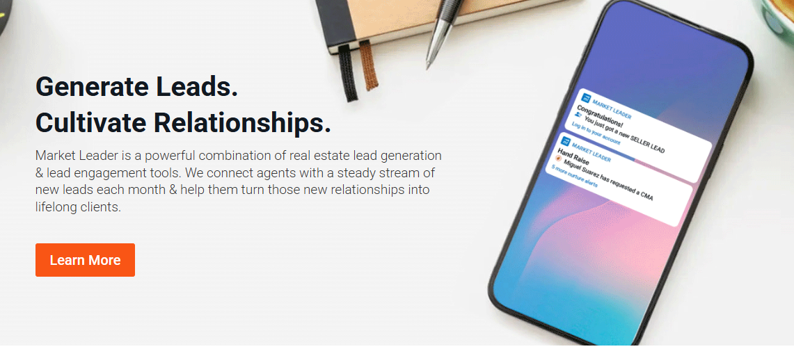 Market Leader can provide instant notifications on new exclusive leads.