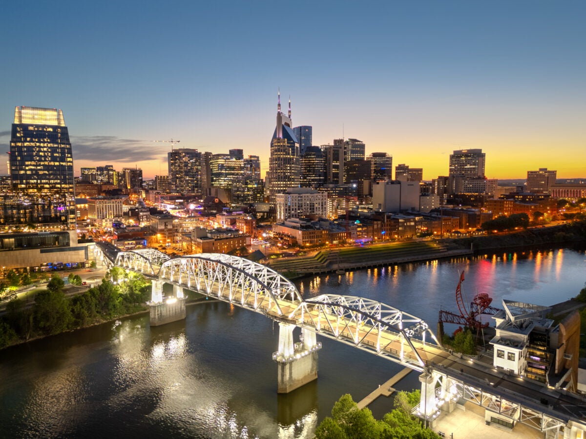 Nashville, Tennessee, USA Skyline Over the Cumberland River