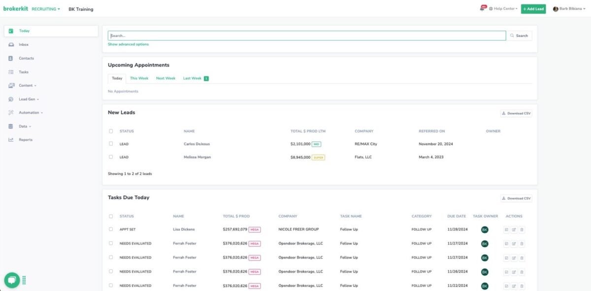Brokerkit recruiting software dashboard Brokerkit recruiting software dashboard