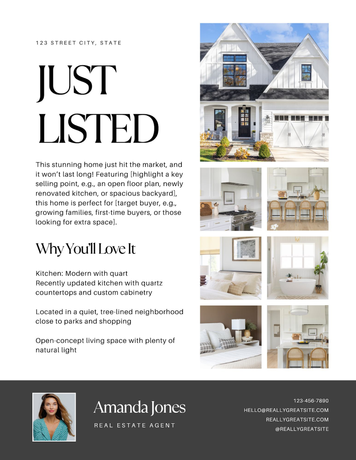 Minimalist just-listed real estate flyer template Minimalist just-listed real estate flyer template