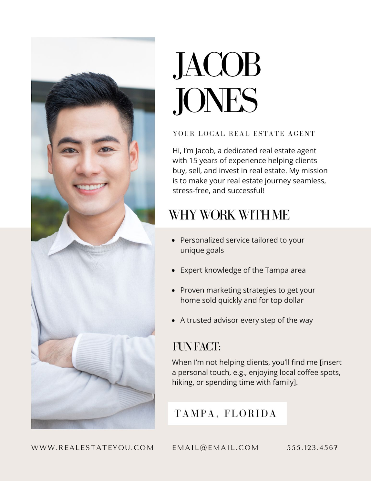 Real estate flyer template with agent introduction Real estate flyer template with agent introduction