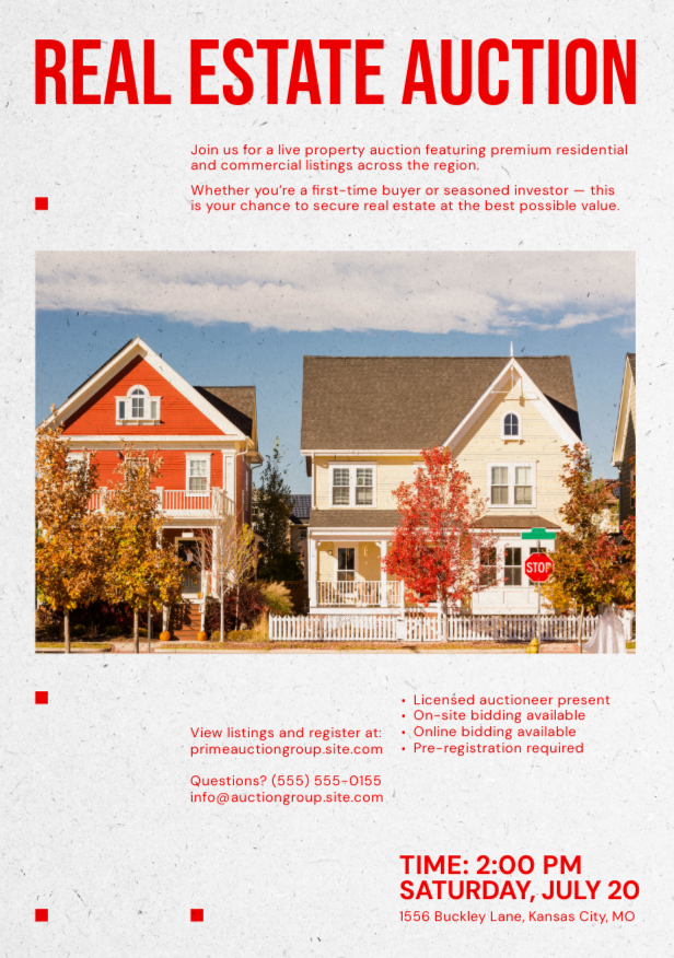 Real estate auction flyer template Real estate auction flyer template