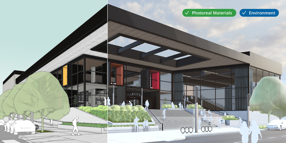 An example of a SketchUp drawing using Photoreal Materials