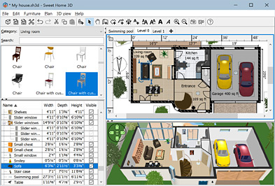 Sweet Home 3D software interface