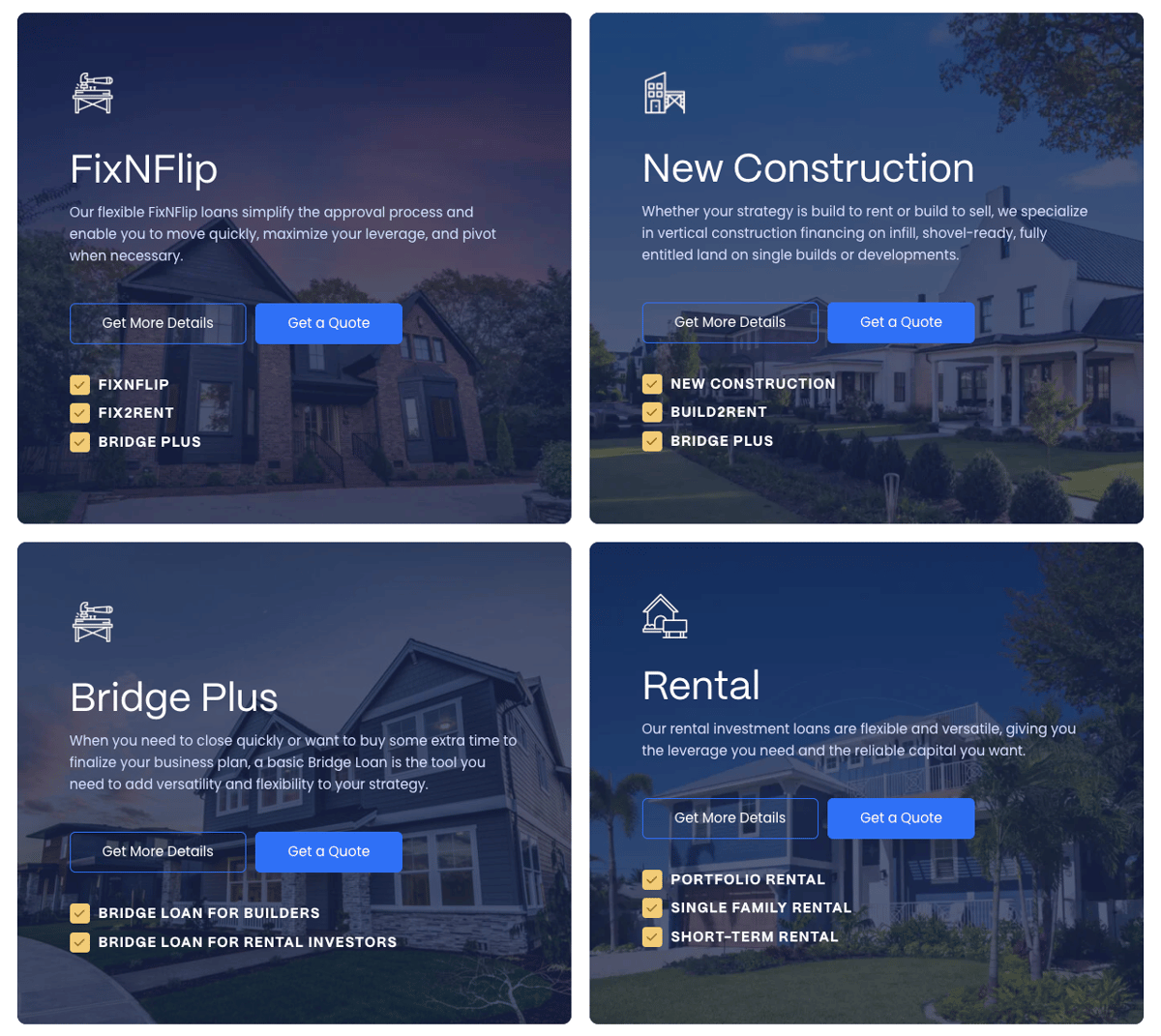 Lima One Capital's product offerings.