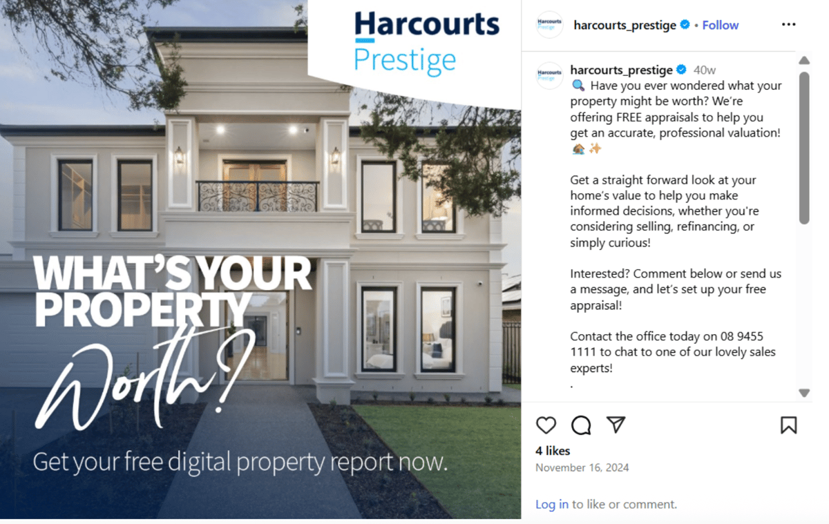 Post offering home valuation 
