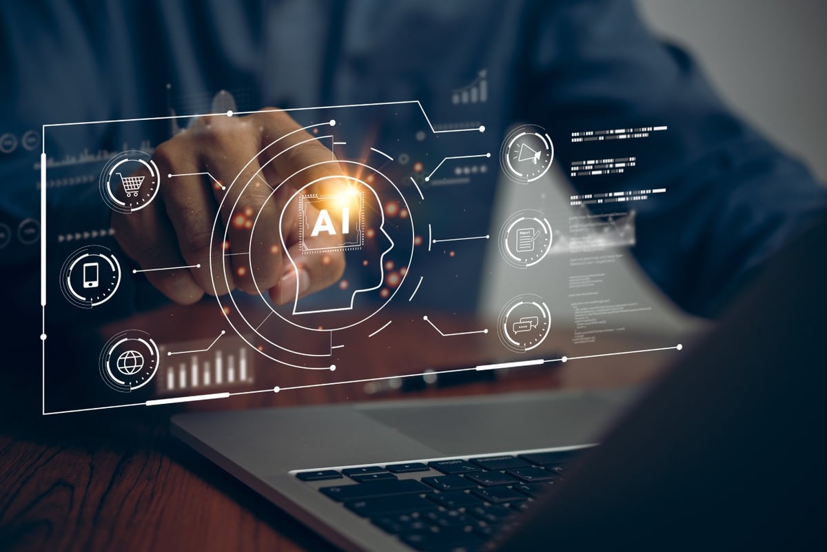 AI and CRM software automation concept.