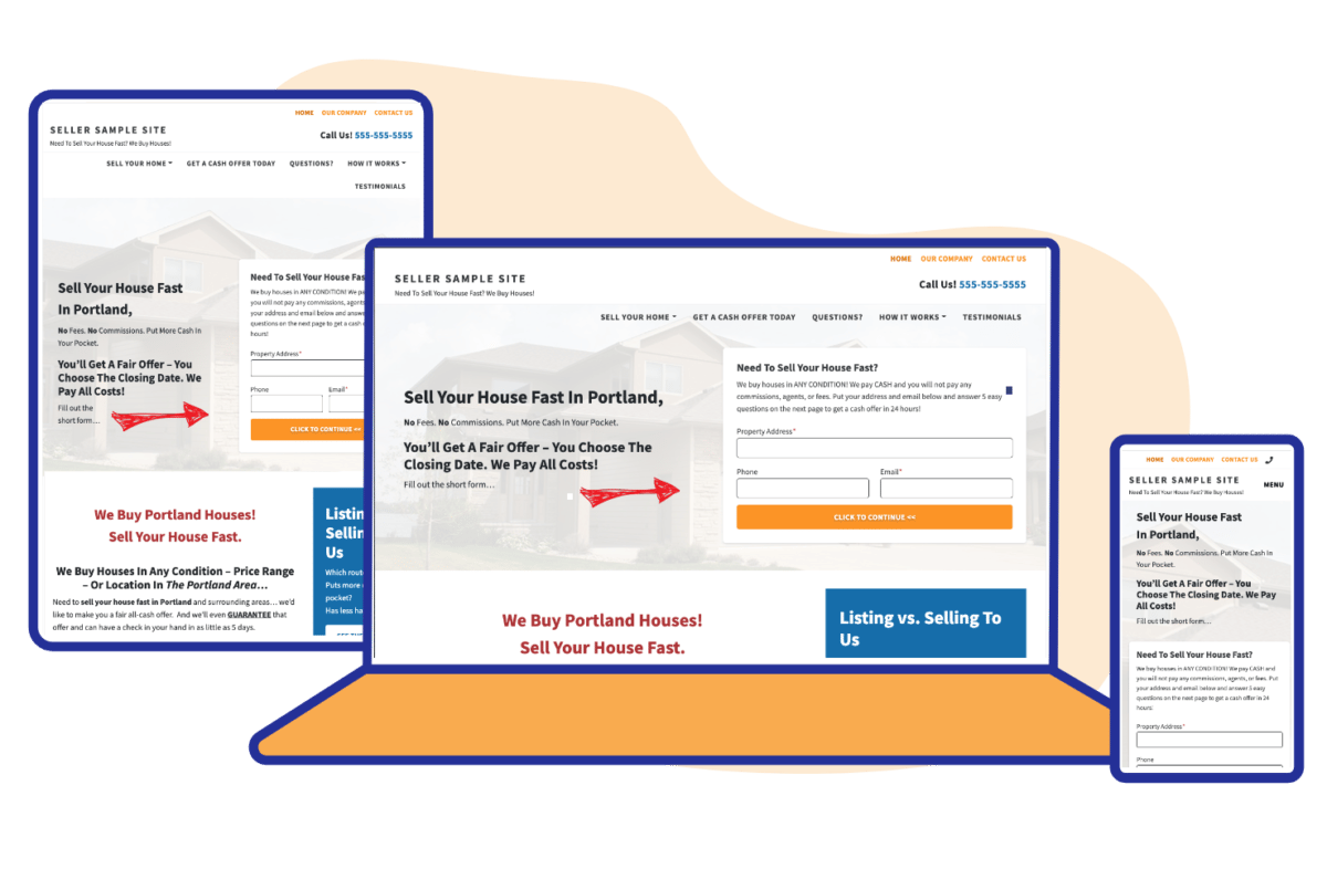 Carrot’s real estate investor website sample.
