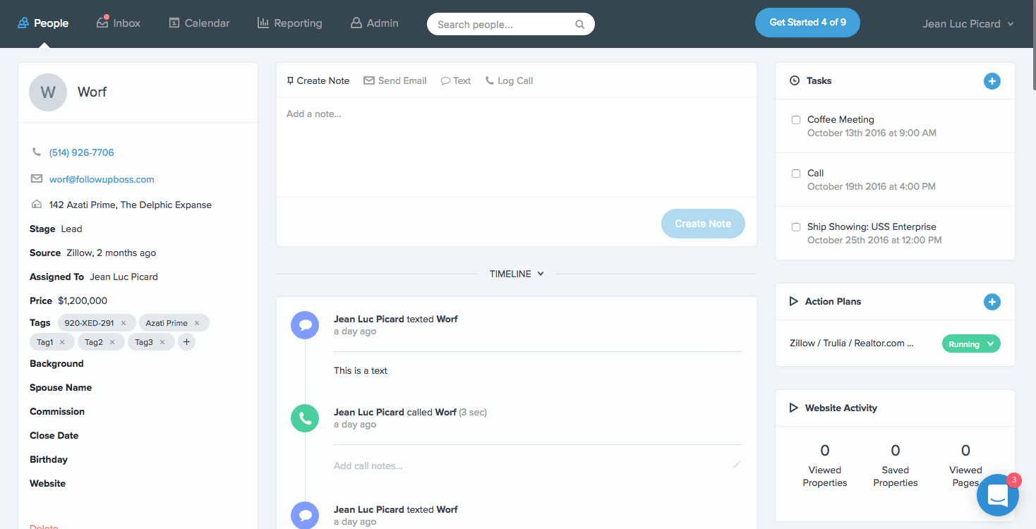 Follow Up Boss dashboard