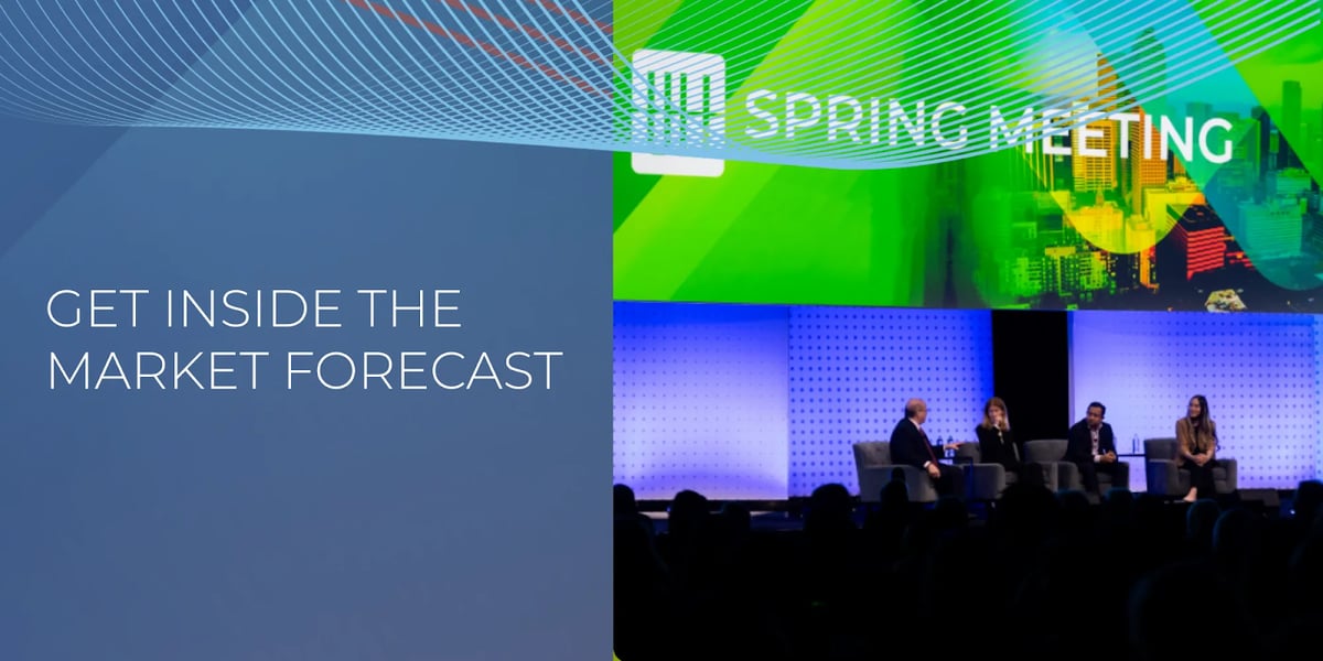 A graphic of the ULI Spring Meeting that states, get inside the market forecast.