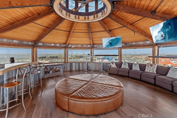 Interior of the water tower with a circular living room.