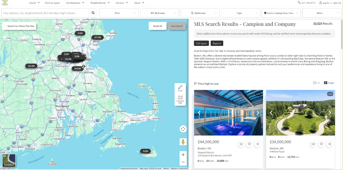 Campion and Company MLS search page