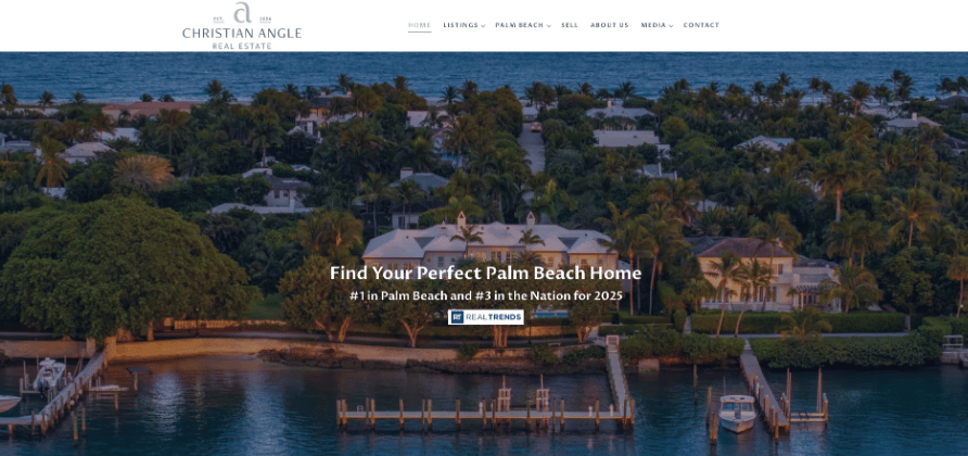 Christian Angle real estate website showcasing their achievements.