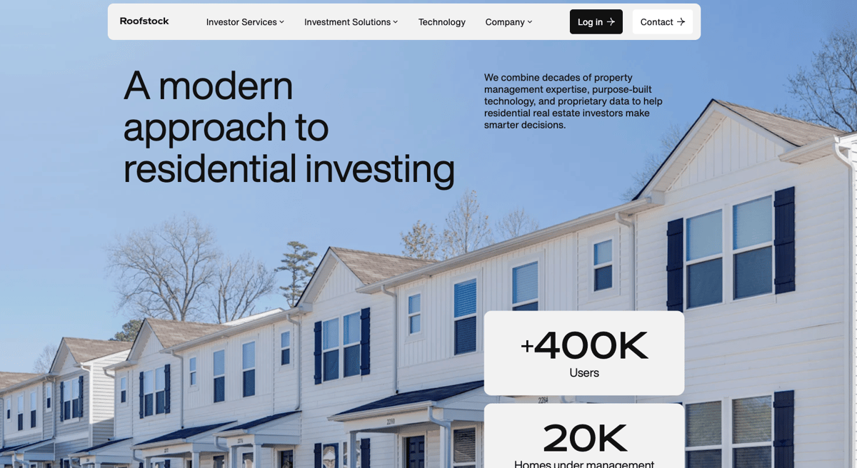 Roofstock login page.