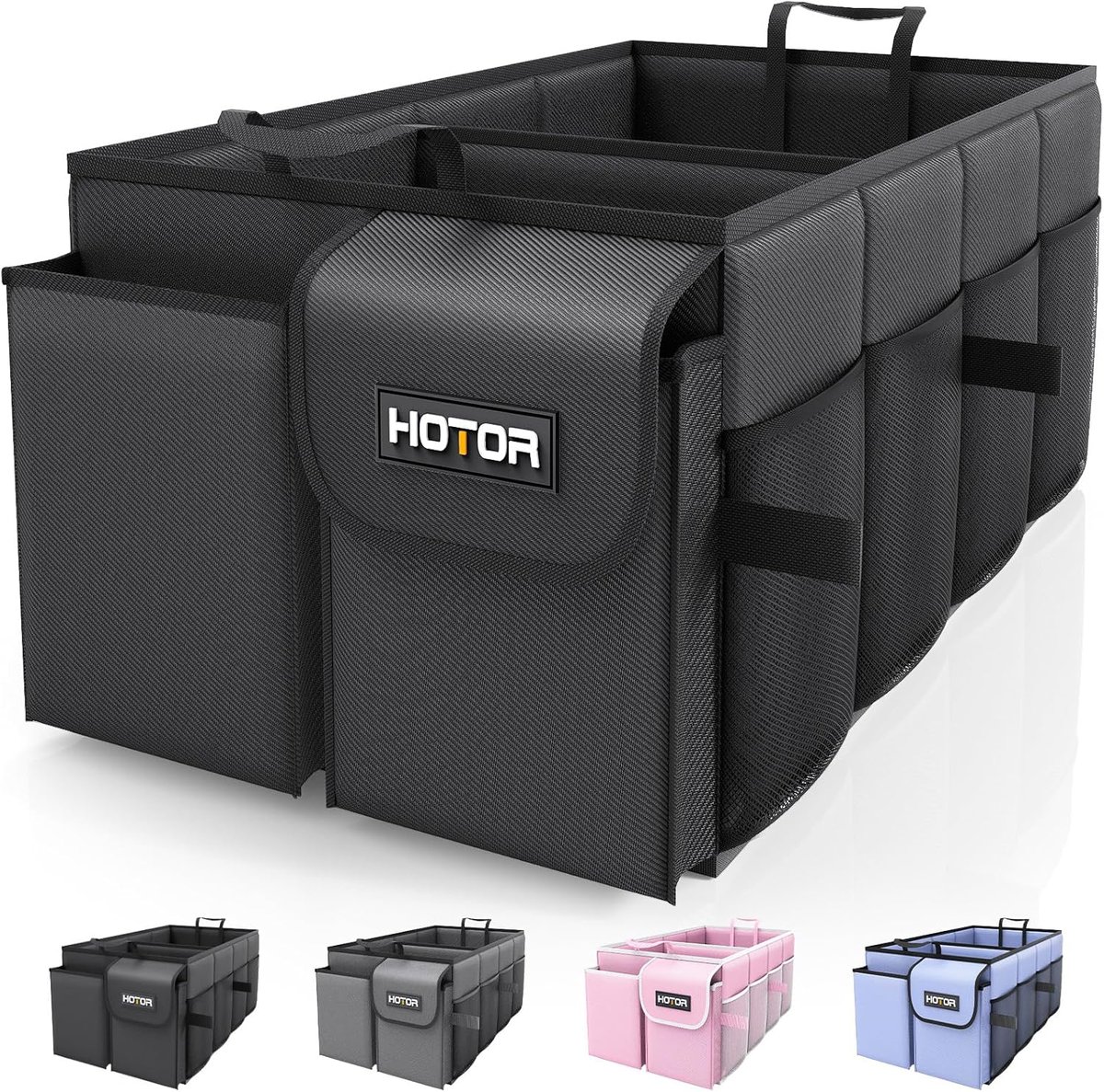A black trunk organizer.
