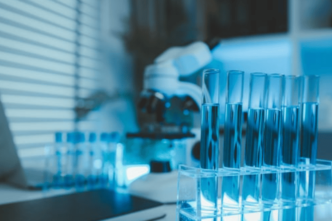 The atmosphere inside the laboratory with many scientific equipment such as microscopes, test tubes,